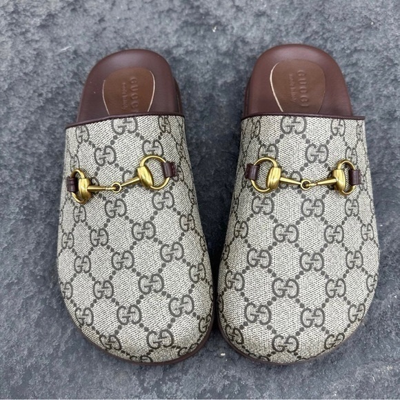 Gucci Beige Monogram Clogs - Picture 1 of 5